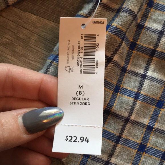 NEW Old Navy Boys Medium Button Up Flannel Shirt - Picture 6 of 7